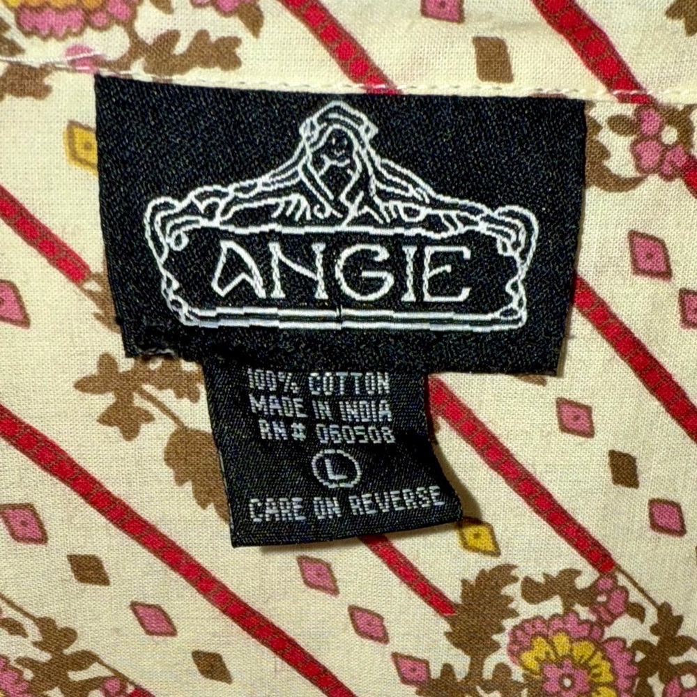 Angie Boho Floral and Paisley Tunic Tie Top, Size Large - Picture 3 of 3